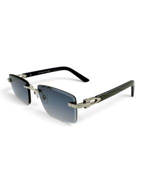 Cartier Rimless Men's Sunglasses with Blue Gradient Lenses and Silver Hardware